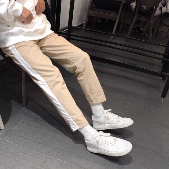 Quần baggy kaki unisex WIND Basic 1 Line, quần baggy ống suông ullzang WIND