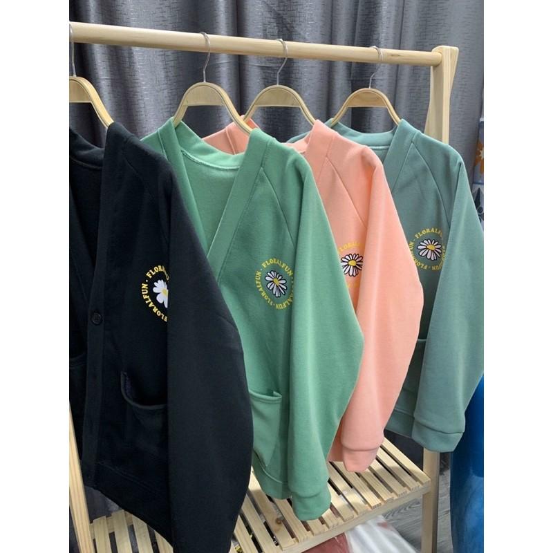 Áo khoác nỉ cardigan unisex Nút Fun phong cách ulzzang Wind