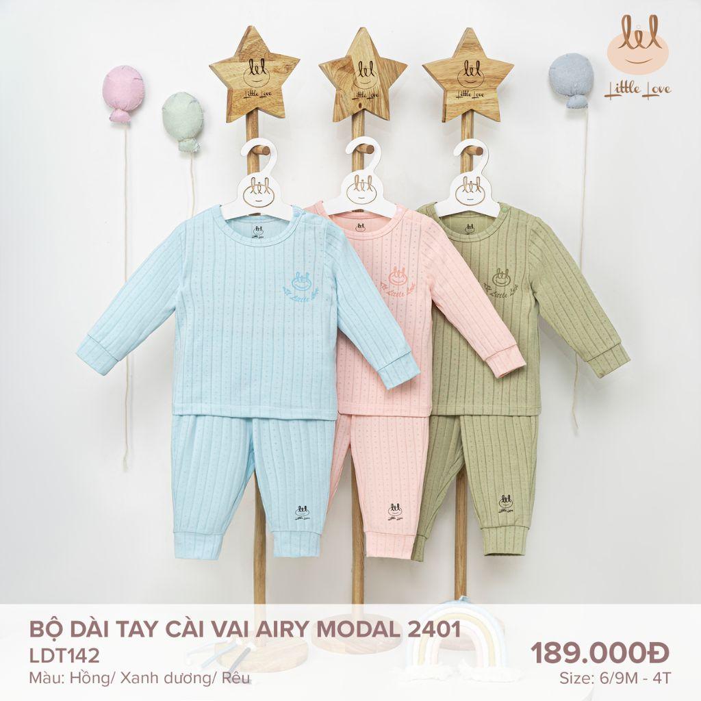 Bộ quần áo dài tay tay cài vai dành cho bé LiL Little Love từ 6m đến 4y LDT142