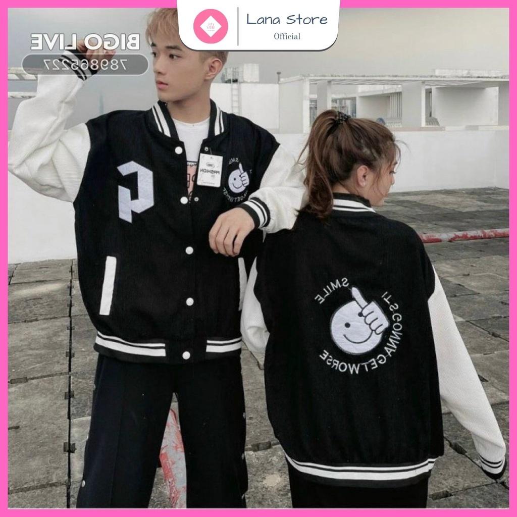 Áo Khoác Bomber Unisex Thêu G mặt cười chất nhung tăm 2 lớp thêu trước sau