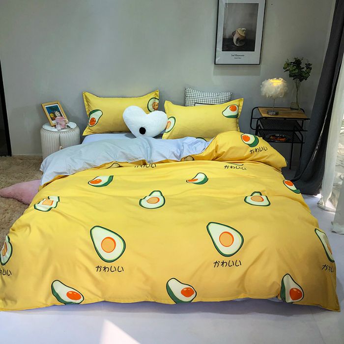 Bộ chăn ga gối hình nửa trái bơ màu vàng