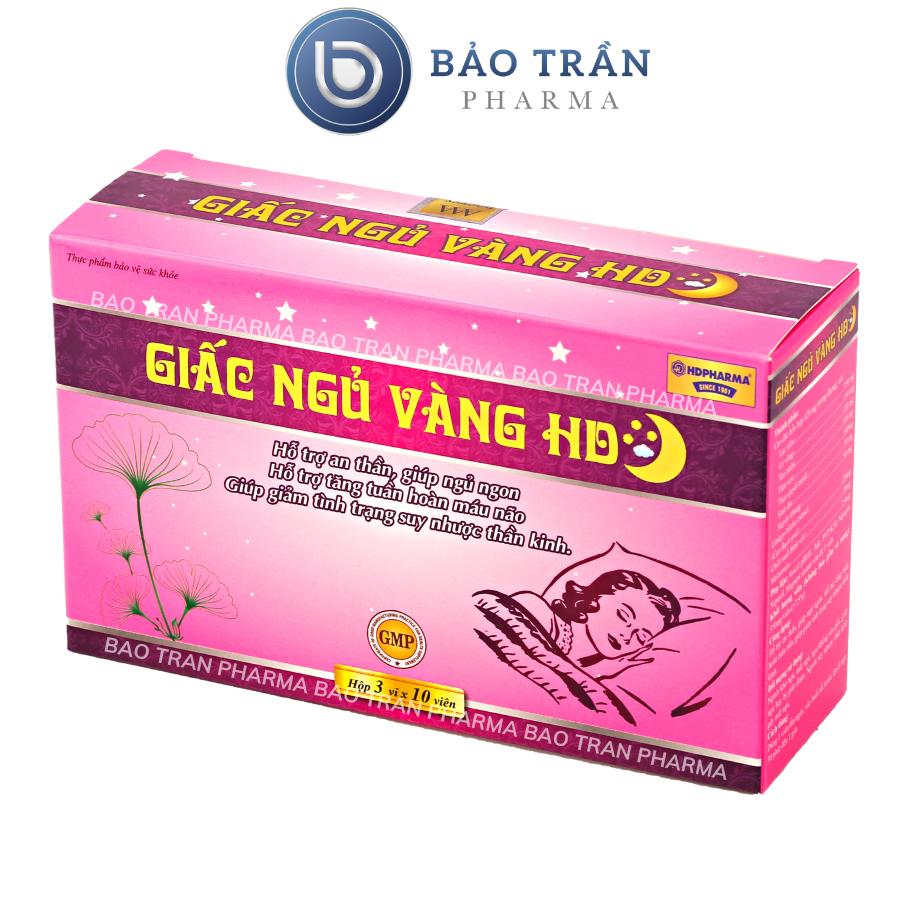 Viên uống ngủ ngon thảo dược Giấc Ngủ Vàng HD - Hộp Hồng 30 viên
