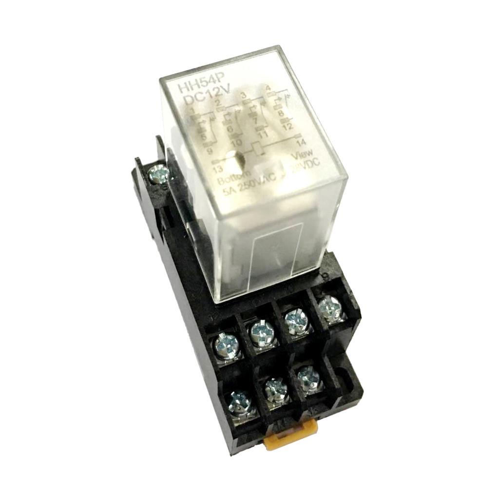 2-5pack 12VDC Coil 4PDT General Purpose Power Relay With Socket Base