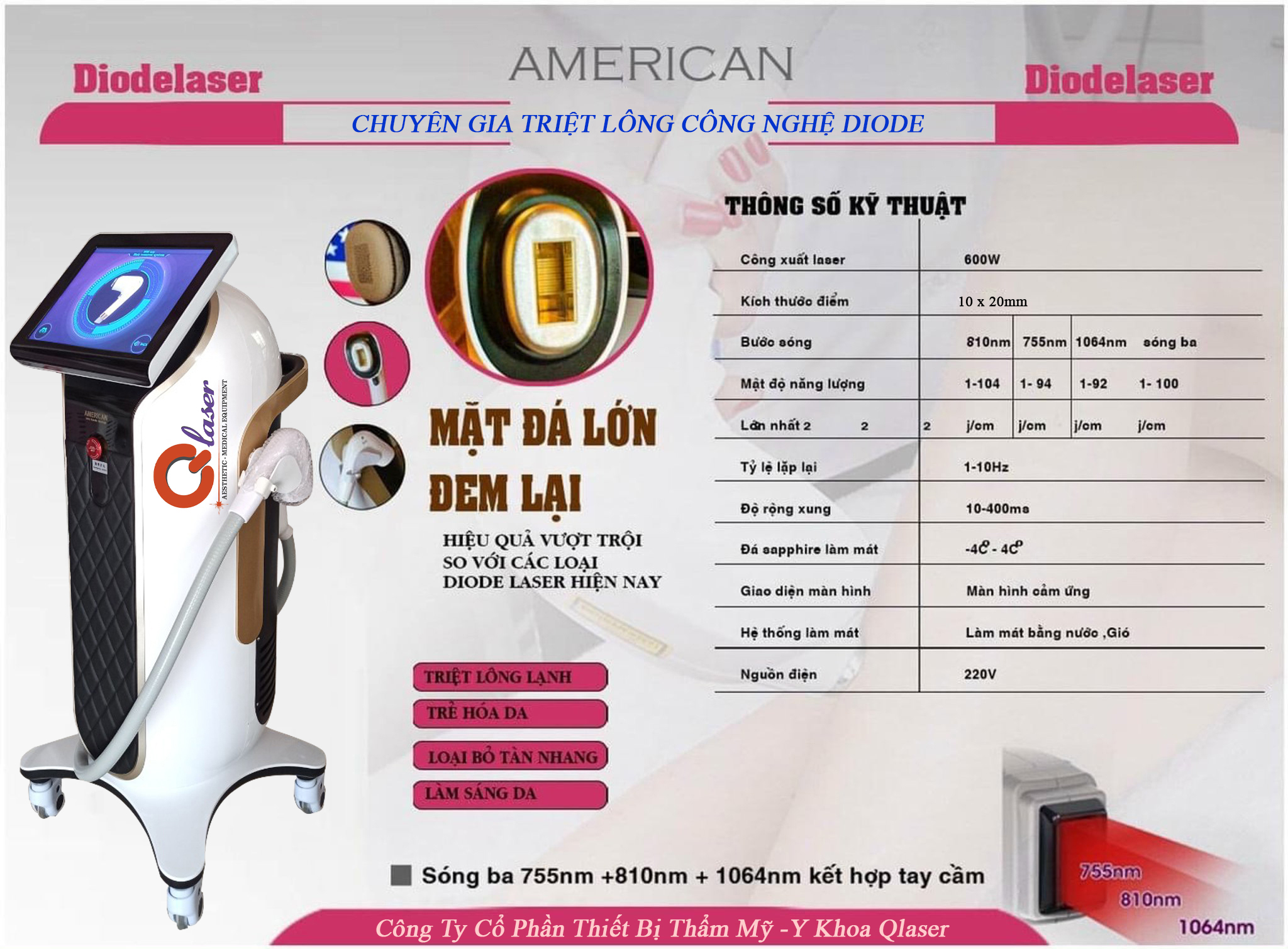 Máy triệt lông diode laser American