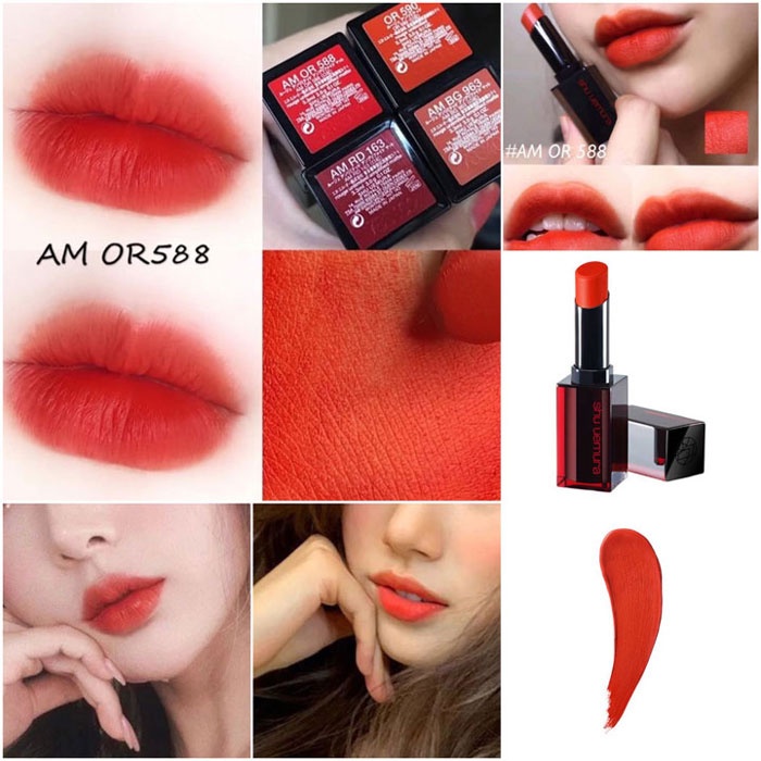 Son Shu Uemura Rouge Unlimited Amplified Matte AM OR 588 Màu Đỏ Cam Cháy (Chất Son Lì Có Dưỡng)