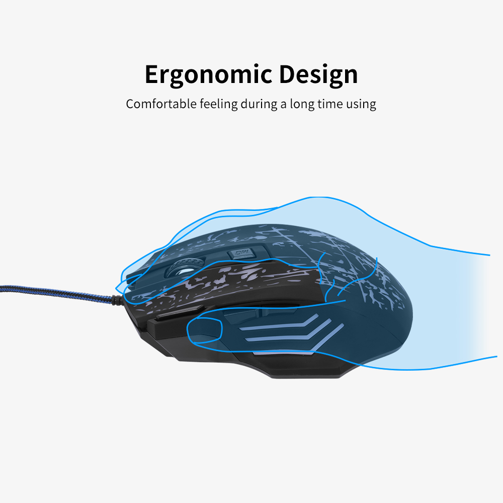 Chuột chơi game có dây chuyên nghiệp 5500DPI với 7 nút Ergonomic Grip Đèn RGB