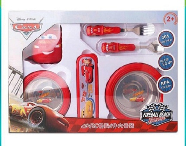 Set ăn uống 6 món 3D hình Car Mcqueen 95 màu đỏ siêu cute cho bé trai - PDC2350D