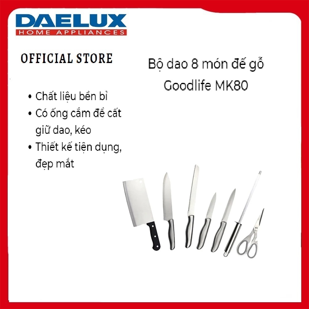 Bộ dao 8 món đế gỗ Goodlife MK80