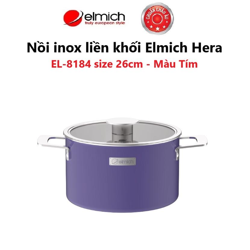 Nồi inox liền khối Elmich Hera size 26cm( Màu: Vàng/ Xanh/ Tím