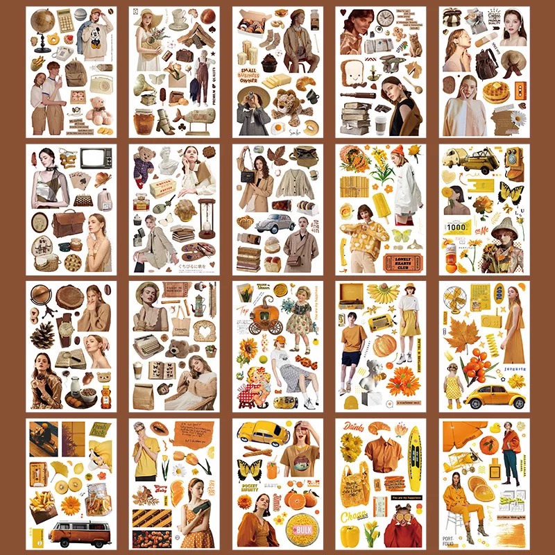 Cuốn 20 tờ stickers khổ lớn dùng để trang trí kiểu cổ điển - kpop - journal