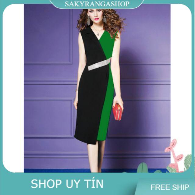 ĐẦM ÔM XẺ TÀ ĐẮP CHÉO PHỐI MÀU ĐÍNH CƯỜM