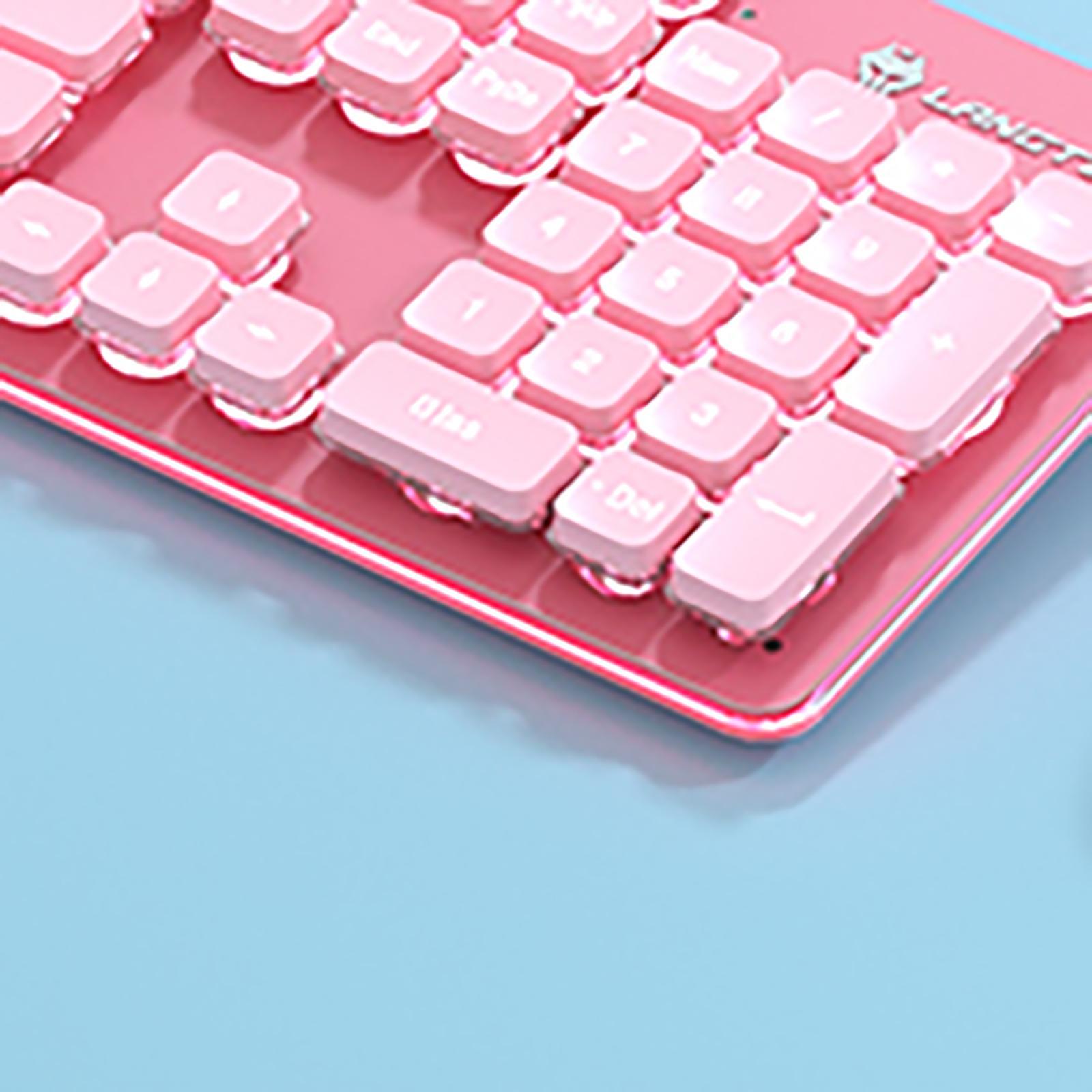 Portable 2.4G Wireless Keyboard Mouse Set 104 Keys USB Charging Pink White