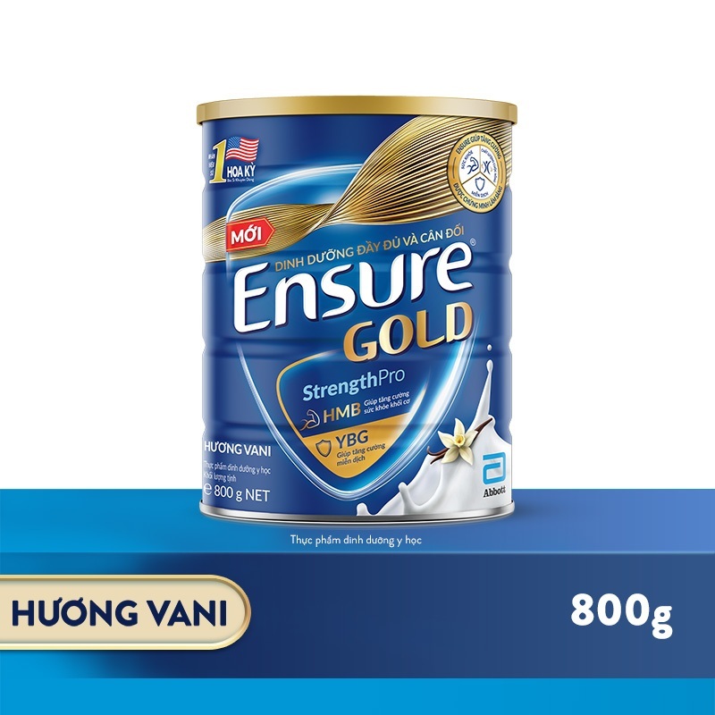 Sữa Bột Ensure Gold Abbott (HMB) 850g/800g Hương Vani Truyền Thống