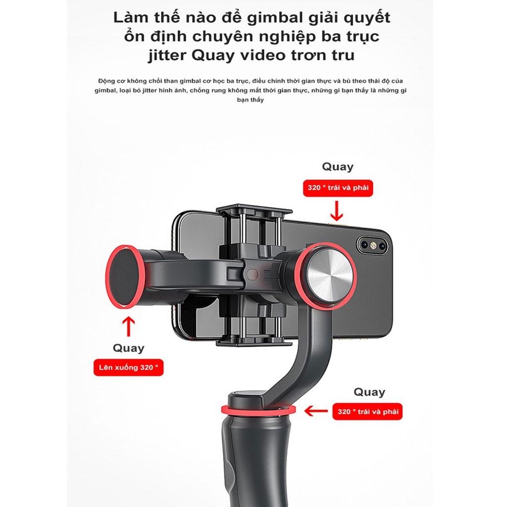 Gậy chống rung Gimbal F6 360 độ - Gimbal Chống Rung Cho Điện Thoại 3 Trục - Chống Rung Quay Vlog, Live stream, quay phim