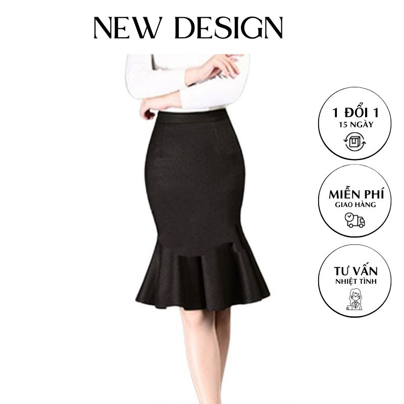 Chân Váy Công Sở Nữ New Design Thiết Kế Dáng Váy Đuôi Cá Dài, Phom Chuẩn Ôm Body Gợi Cảm, Vải Tốt co Giãn, Màu Đen MS 009