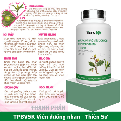 Thực Phẩm Bảo Vệ Sức Khỏe Thiên Sư - Viên Dưỡng Nhan - Điều hòa khí huyết, điều hòa tử cung, Chăm sóc buồng trứng của bạn, đẩy lùi dấu vết thời gian