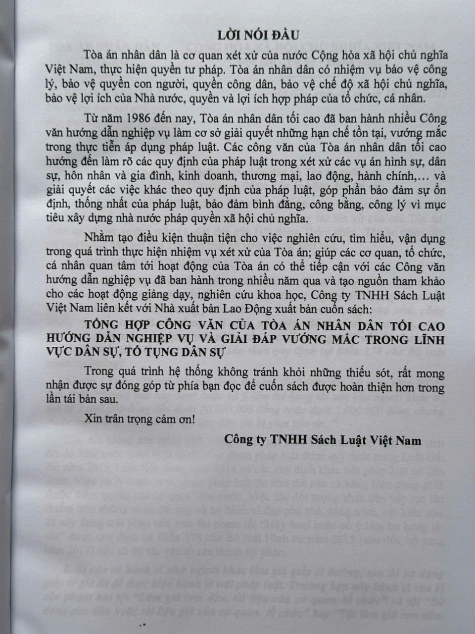 Sách Tổng Hợp Công Văn Của Tòa Án Nhân Dân Tối Cao Hướng Dẫn Nghiệp Vụ và Giải Đáp Thắc Mắc Trong Lĩnh Vực Dân Sự, Tố Tụng Dân Sự - V2287T