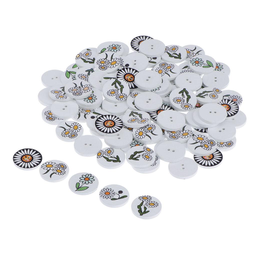 100 chiếc Hoạt Hình Nút Gỗ May Decortive Nút TỰ LÀM Sổ Lưu Thủ Công