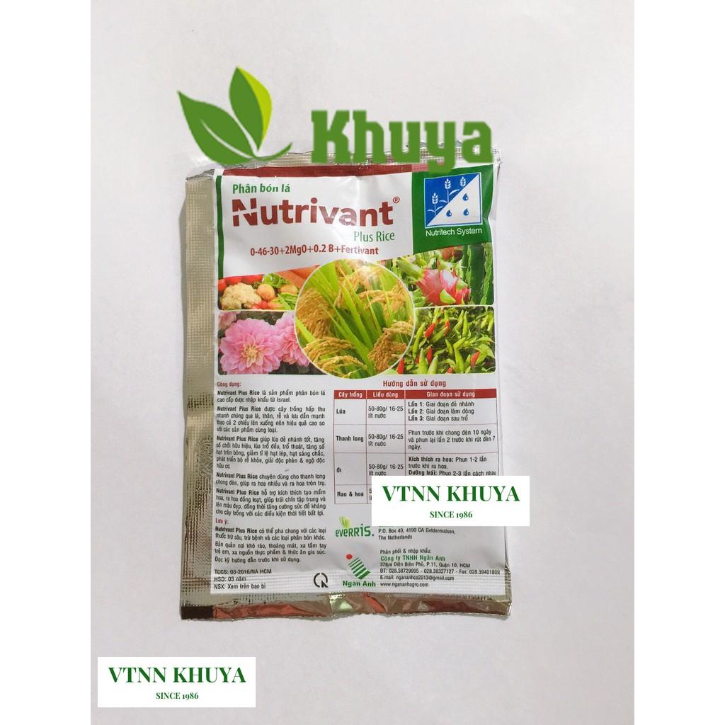Phân bón lá Nutrivant Plus Rice 50gr Loang trải và bám dính cực tốt