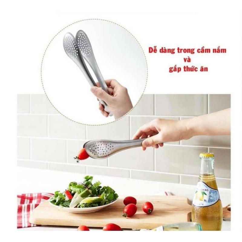 Dụng Cụ Kẹp Gắp Đồ Ăn Bằng Thép Không Gỉ Cao Cấp CKT302 (cam kết hàng chính hãng)