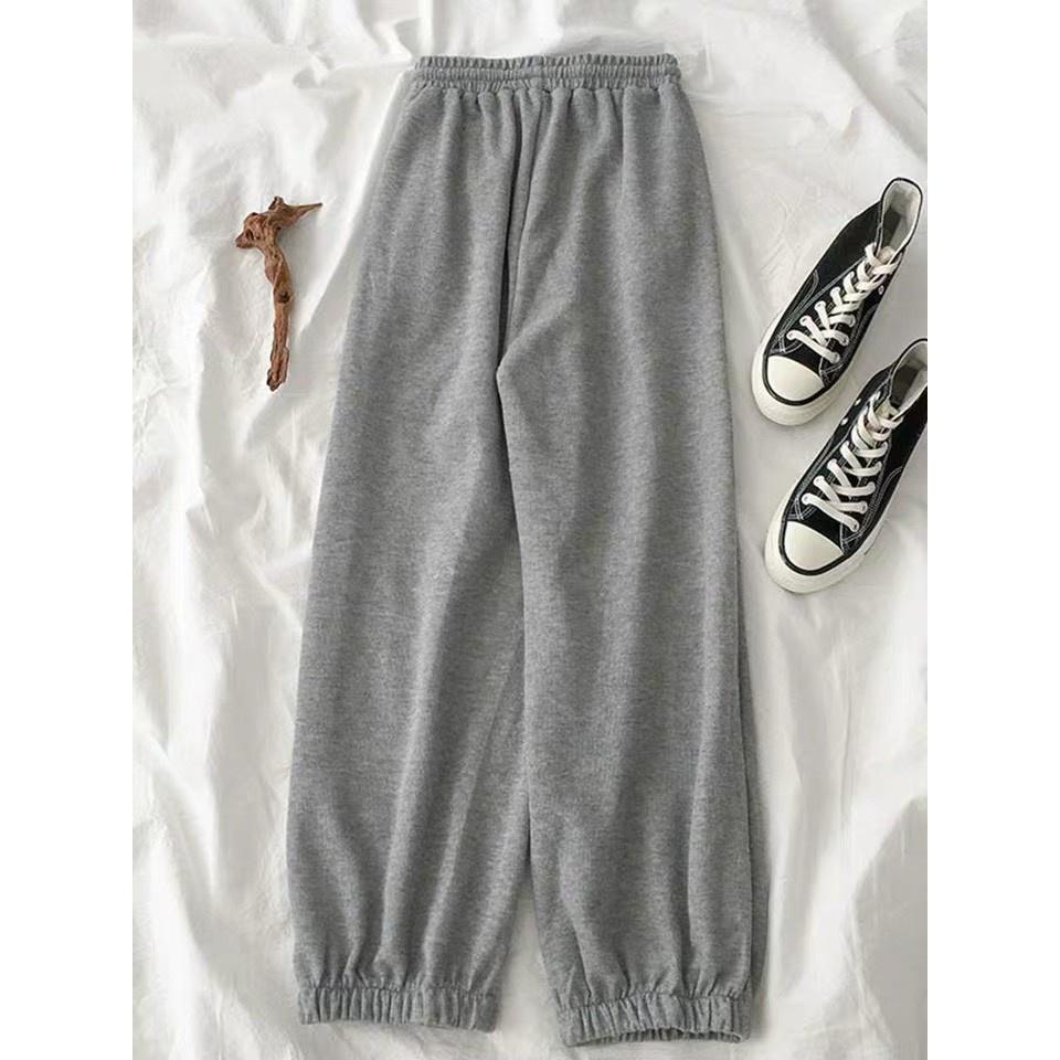 Quần nỉ ống BOOM Unisex - Jogger thun trơn cạp chun dáng rộng ulzzang, QUẦN Nỉ BO GẤU HOT QN21