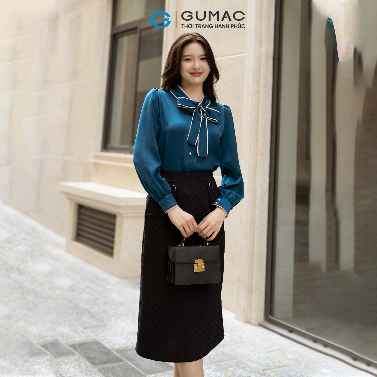 Chân váy phối tà GUMAC VD05002