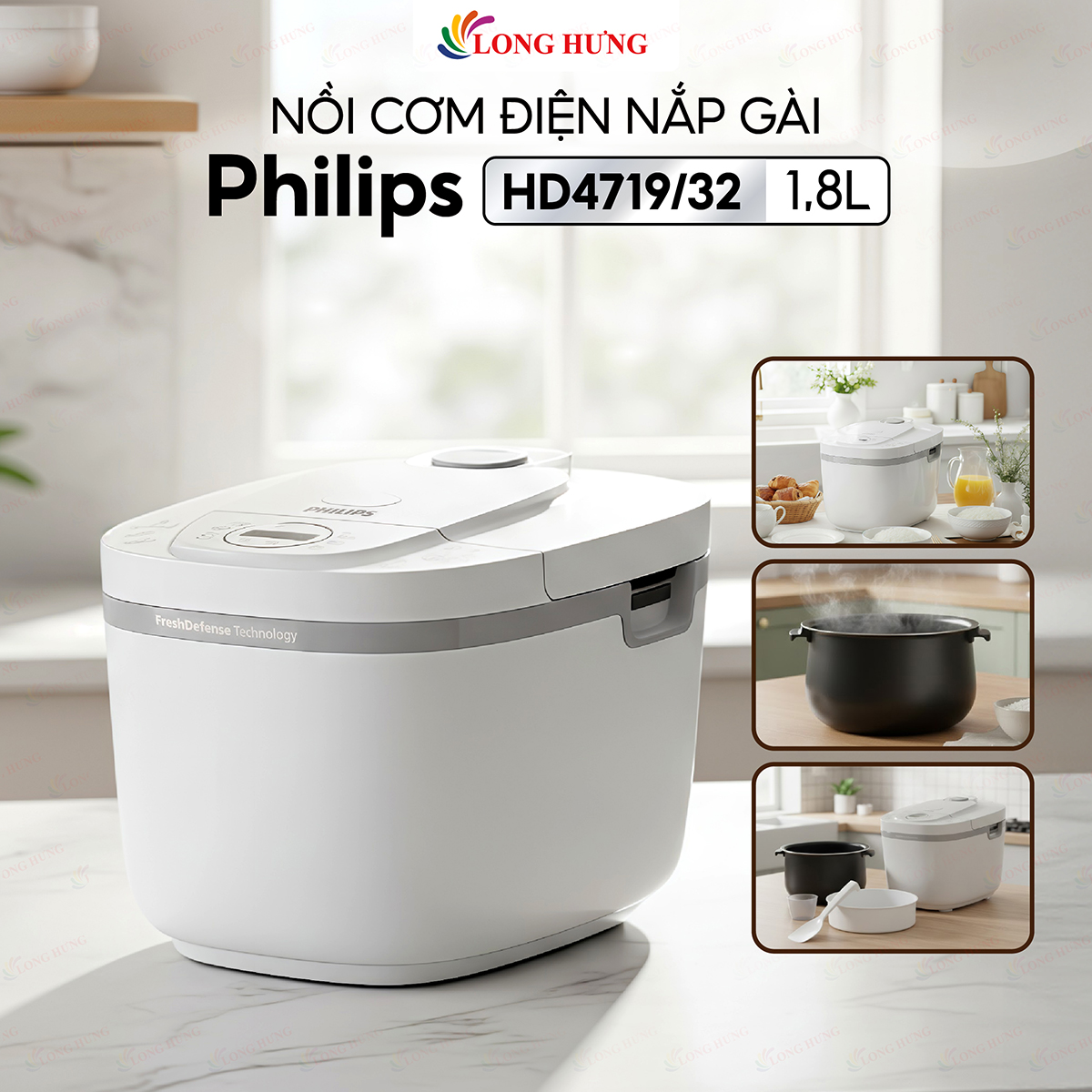 Nồi cơm điện nắp gài Philips 1.8 lít HD4719/32 - Hàng chính hãng