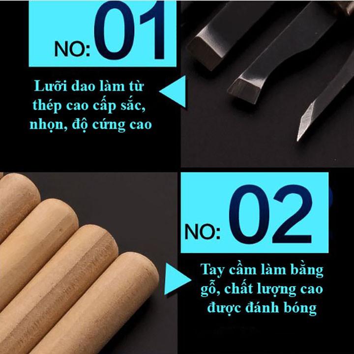 Bộ 12 dao khắc, đục, tiện gỗ V1