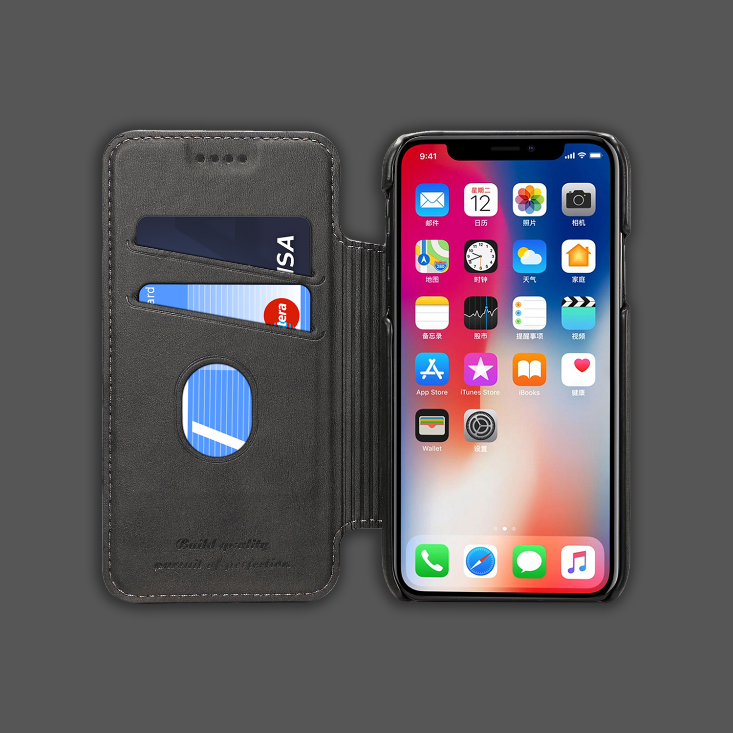 Bao da cao cấp dành cho iPhone XS MAX - Màu đen