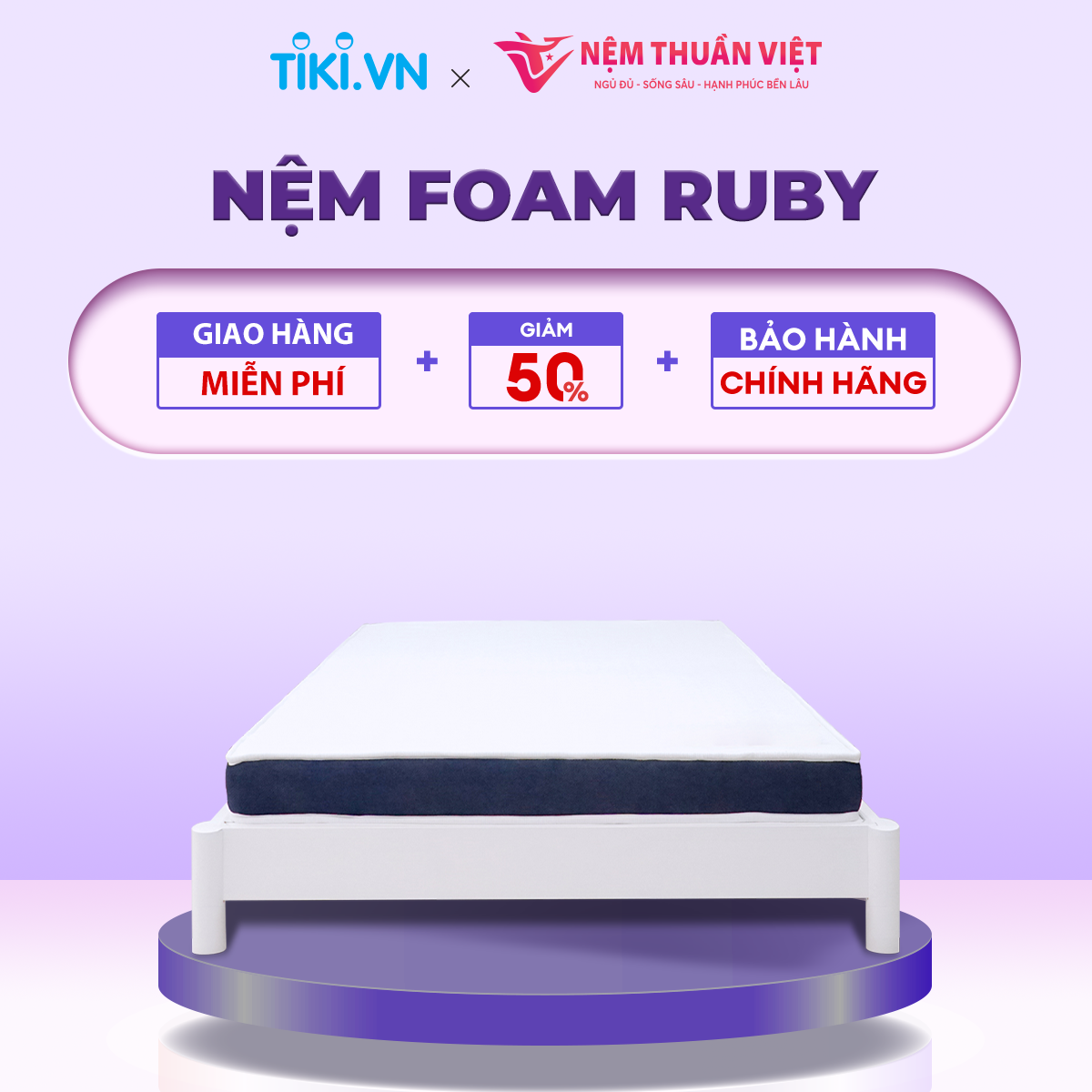 (1m4x2mx10cm) Nệm Foam Thuần Việt Ruby - Nệm Foam Cao Cấp Thế Hệ Mới