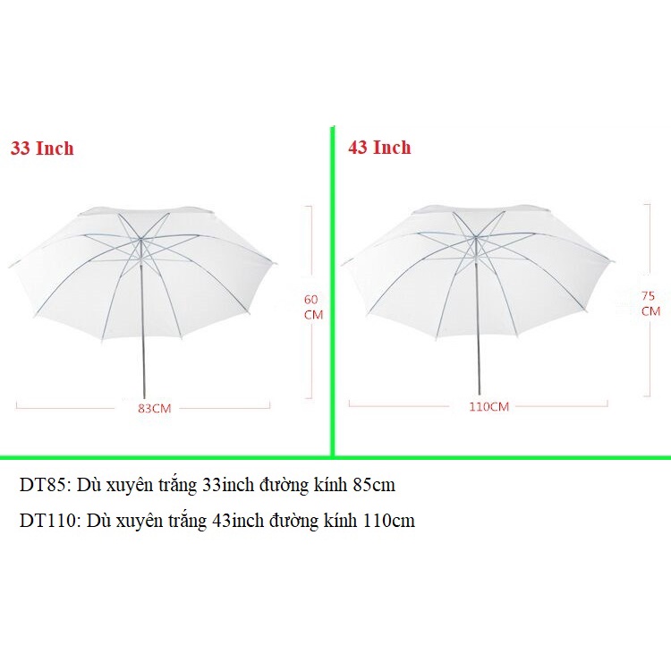 Dù Xuyên Sáng, Dù Phản Quang 8 Cạnh, Ô Phản Sáng, Phụ kiện Chụp Ảnh Hàng Chính Hãng