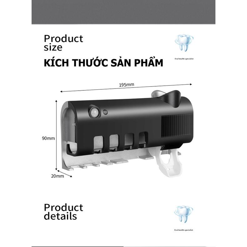 Giá treo bàn chải khử trùng bằng tia cực tím kèm bộ nhả kem đánh răng tiện lợi - VL24