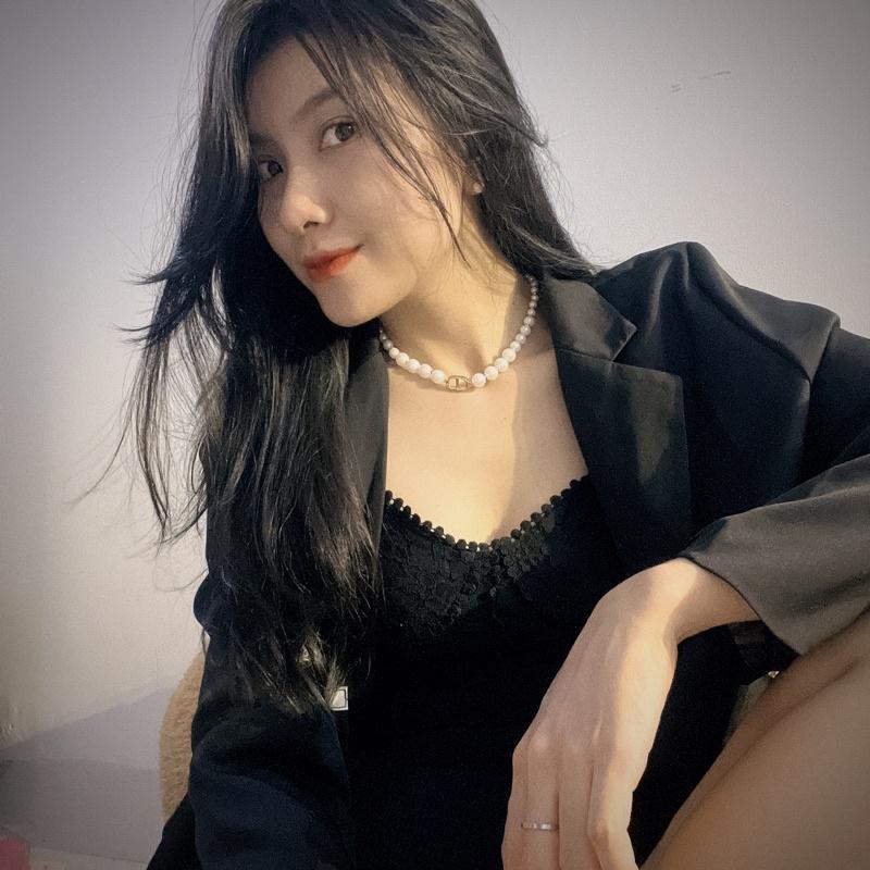 Vòng cổ chuỗi hạt chữ CD - Choker phong cách hàn quốc