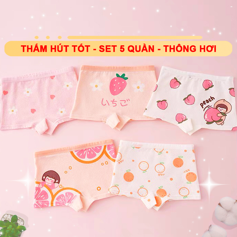 Quần chip bé gái nhiều họa tiết xinh xắn Baby-S, Set 5 quần chip đùi bé gái chất thông hơi thoáng mát – SC028