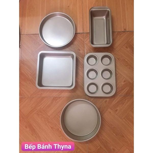 Trọn Bộ Set 5 Khuôn Làm Bánh Cao Cấp Màu Gold Đen Chống Dính