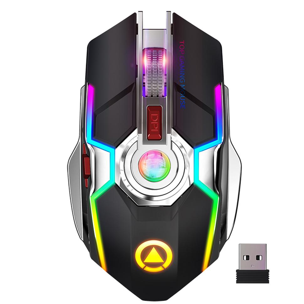 Sạc Không Dây + Chuột Không Dây 2.4GHz Quang USB LED Backlit Công Thái Silent Chuột Chơi Game Game Chuột Cho Máy Tính Laptop Game Thủ