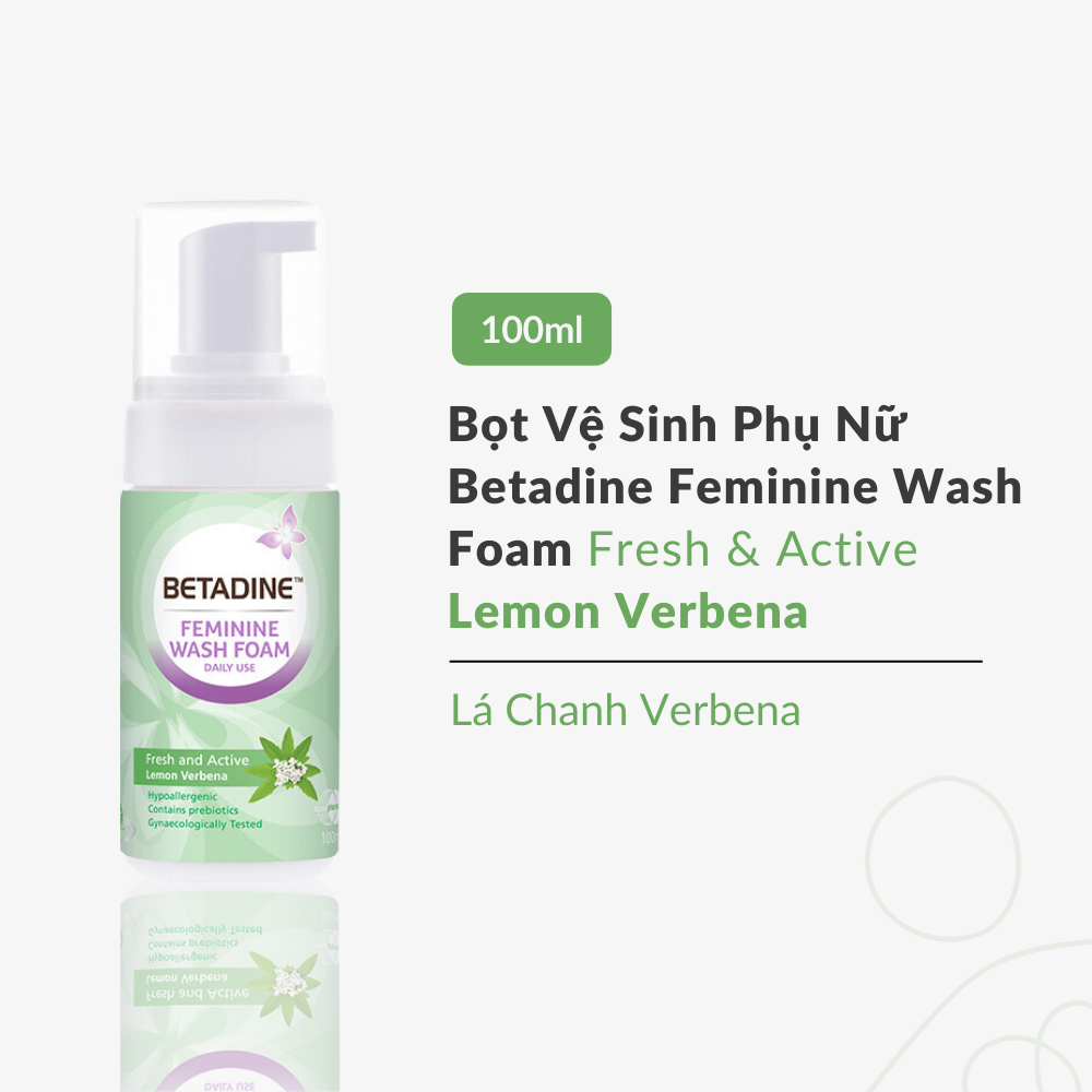 (Date 07/2025) Bọt vệ sinh phụ nữ Betadine Feminine Wash Foam Daily Use Fresh &amp; Active Lemon Verbena 100ml