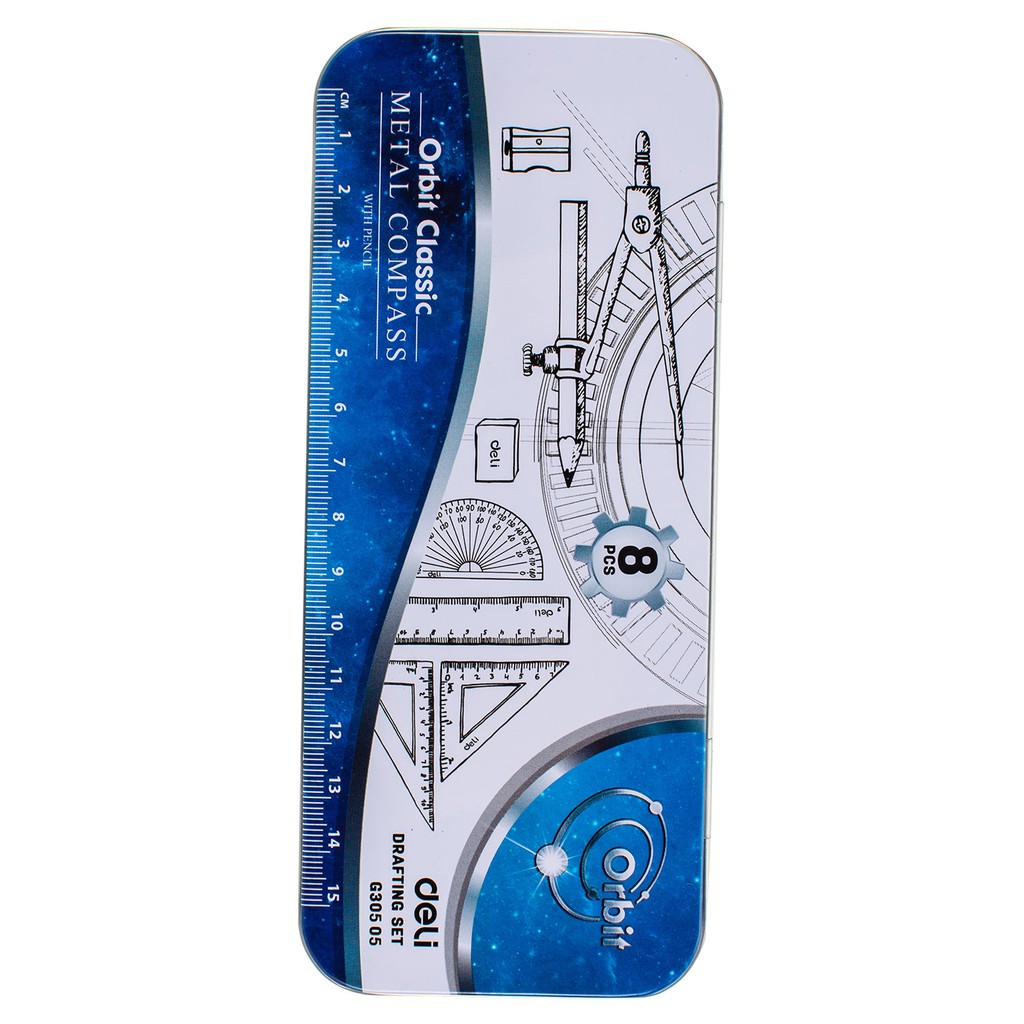 Bộ compa, thước kẻ Deli G30505 - Bộ 8 món tiện dụng