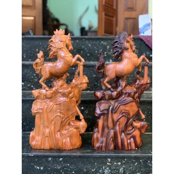 Ngựa song mã gỗ hương kt 50x23x14