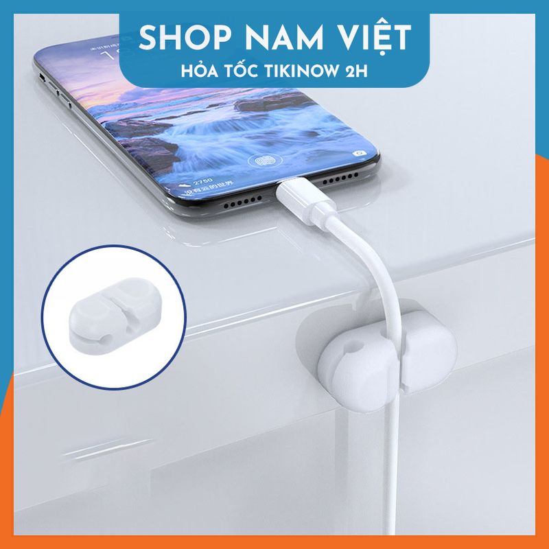 Thanh Kẹp Silicon Dán Tường Quản Lý Dây Cáp, Dây Sạc Điện Thoại - Hàng Chính Hãng