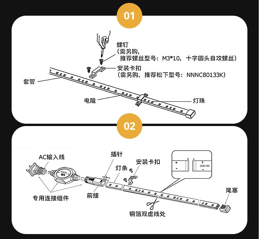 Đèn Led dây Striplight Panasonic 3 màu Chống nước IP65