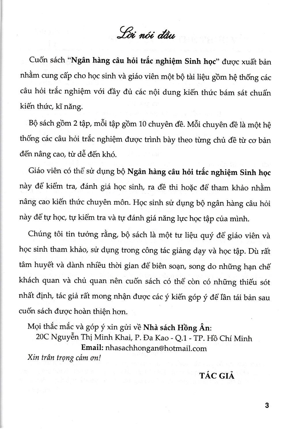 Ngân Hàng Câu Hỏi Trắc Nghiệm Sinh Học - Quyển Hạ + Tặng Phiếu Trắc Nghiệm 40 Câu - HA