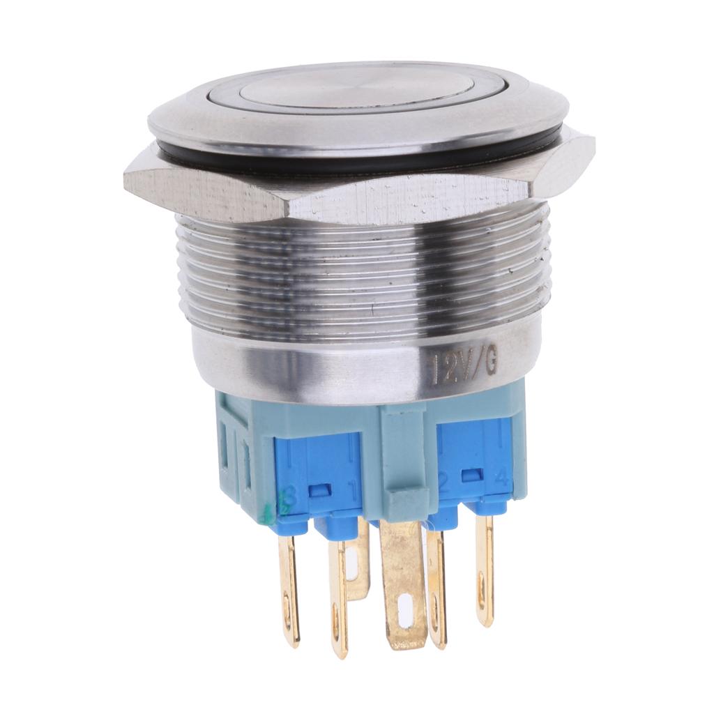 22mm 1NO1NC Stainless Steel 12V LED Momentary Push Button Switch Blue