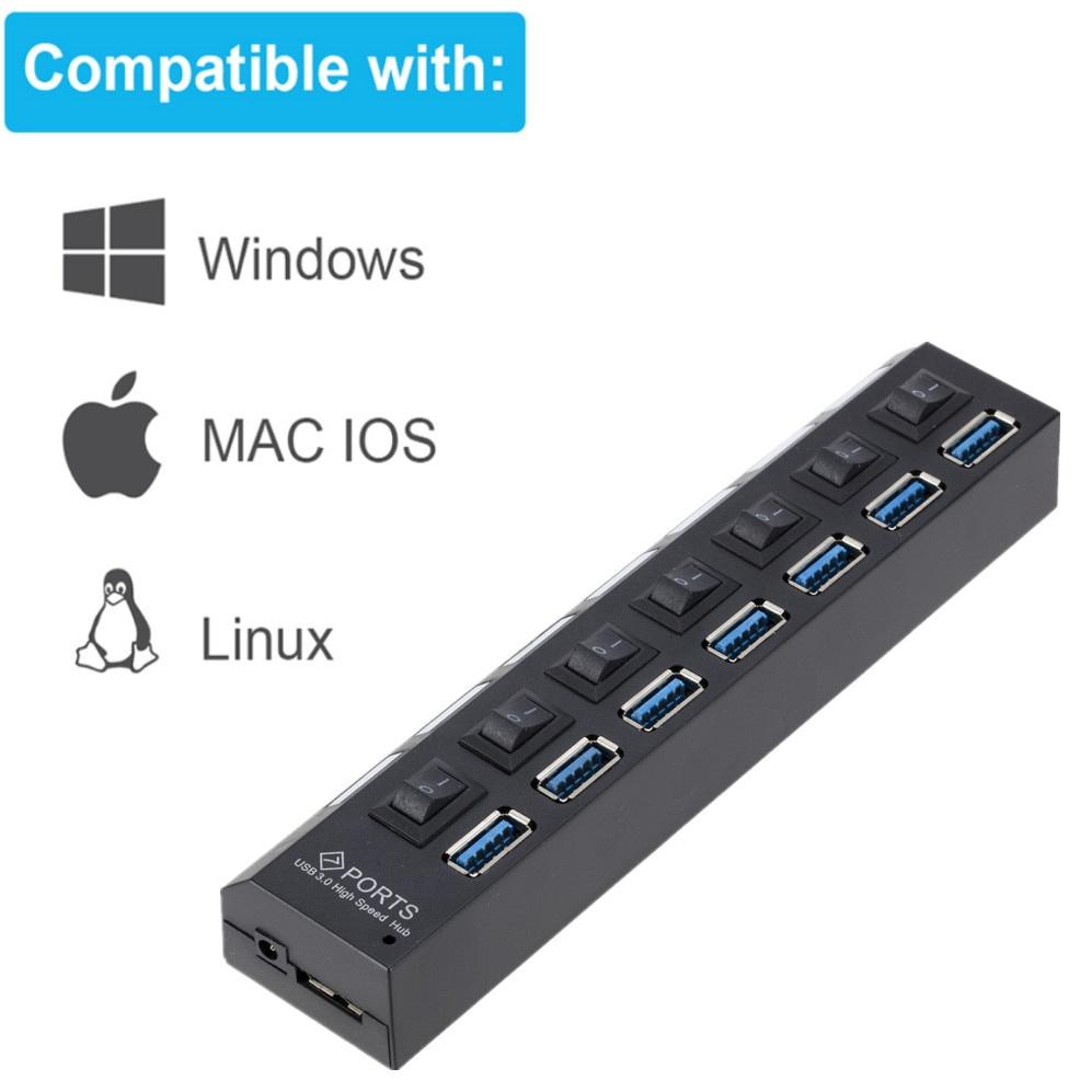 USB HUB 3.0 Multi USB Splitter 4/7 port USB Hab With Switch Power Adapter Mini Hub Splitter PC Laptop Cable Connector