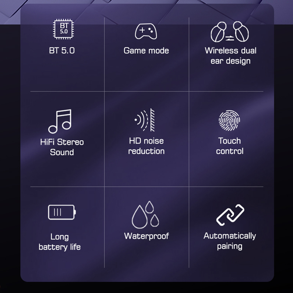 Tai Nghe Thể Thao Điều Khiển Cảm Ứng TWS Bluetooth V5.0 Không Dây Có Mic Màn Hình LED