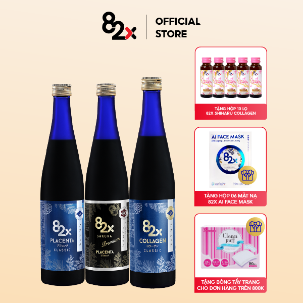DA ĐẸP THẦN SẦU GIẤU TUỔI TÁC Combo 3 Chai: COLLAGEN + SAKURA PLACENTA + PLACENTA, Nước Uống Đẹp Da Từ Nhật Bản Số 1 VN