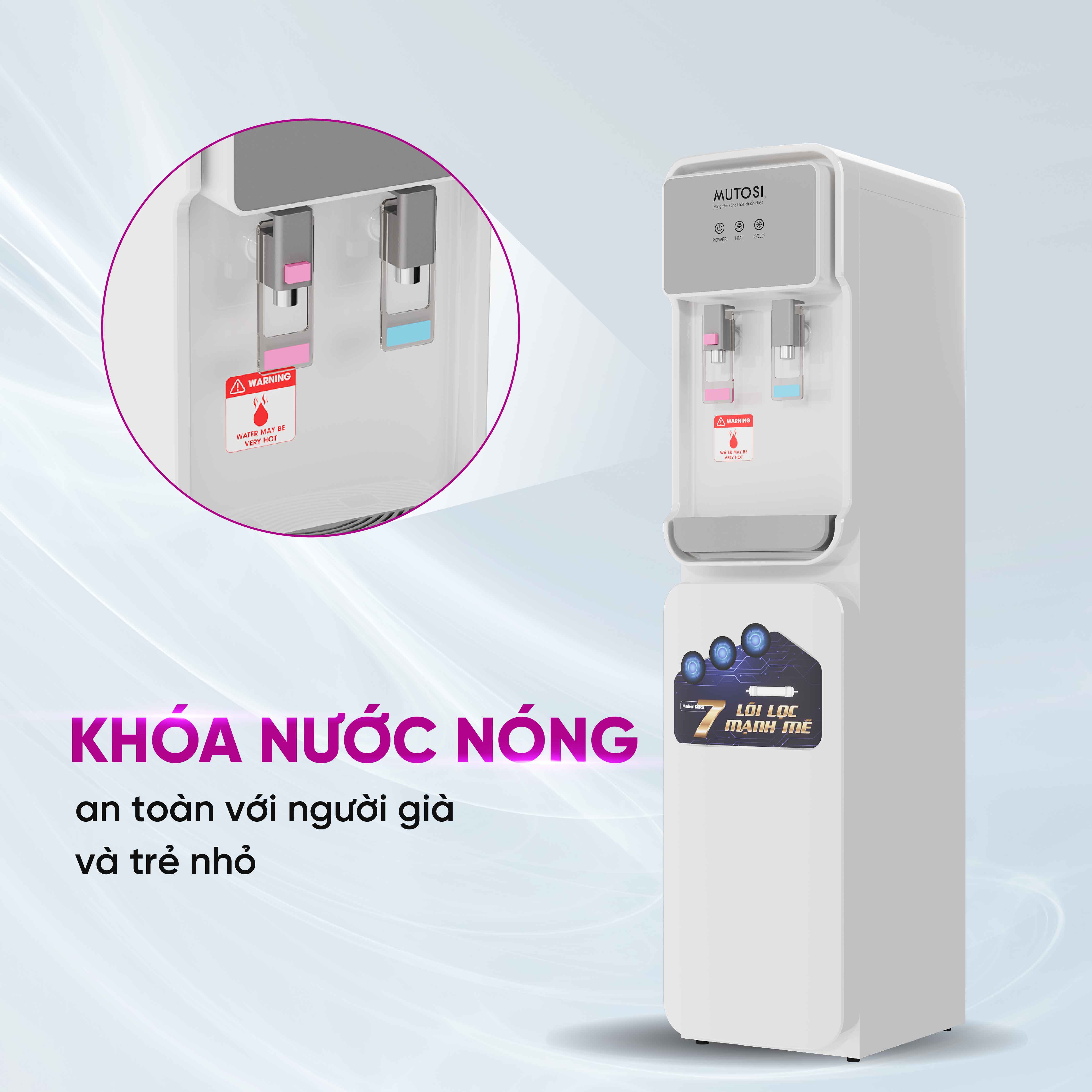 Máy lọc nước Nóng Lạnh 7 lõi - Hàng chính hãng Mutosi MD-710ECO Công nghệ cảm biến Eco thông minh tiết kiệm điện năng