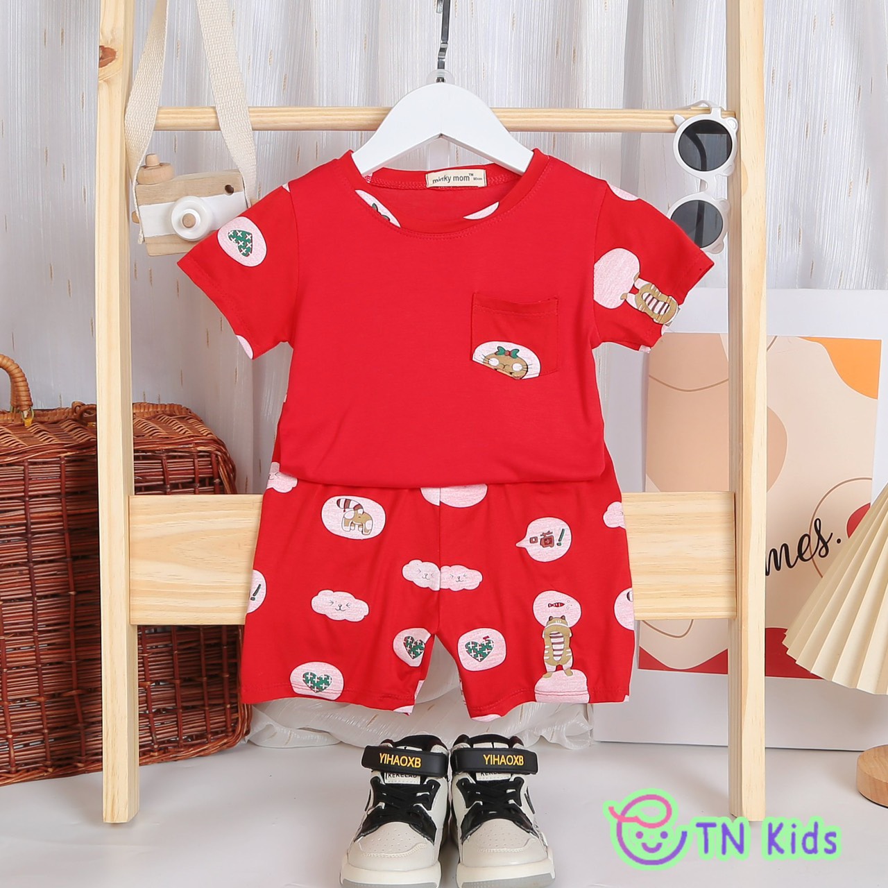 (20-28kg) Bộ Cộc Tay THUN LẠNH MINKY MOM In Hình Toàn Thân Dễ Thương {Hàng chuẩn loại 1