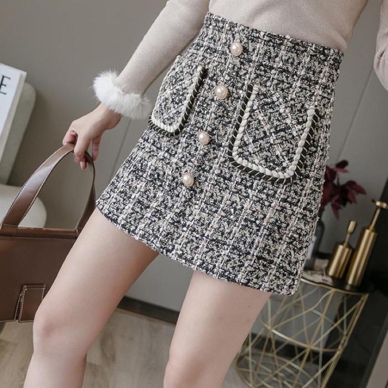 Chân váy dạ BigSize vải tweet 2 túi MS187(60-90kg