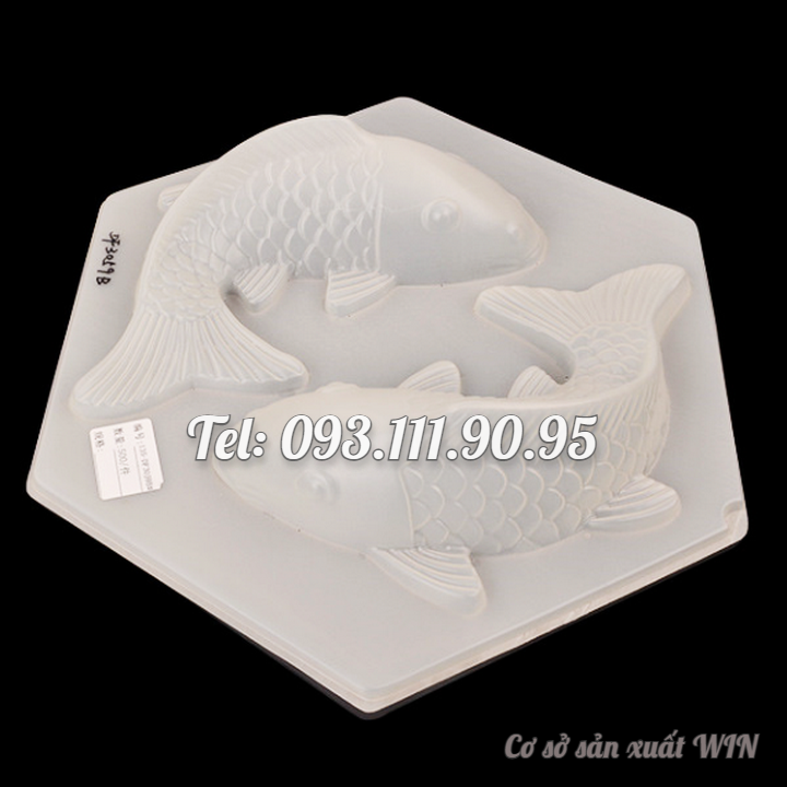 Khuôn làm bánh, rau câu, bánh tổ, khuôn ép xôi, giò chả 2 con cá chép tròn loại 31 cm - Mã số 1738